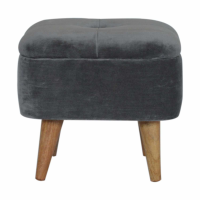 Grey Velvet Storage Footstool