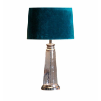 Modern Style Glass and Metal Atlantic Blue Velvet Shade Table Lamp 62x30cm