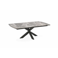 Modern Grey Ceramic and Glass Rectangular Coffee Table on Black Metal Cross Legs 130cm