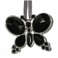 Black Hangning Jewel Bead Butterfly
