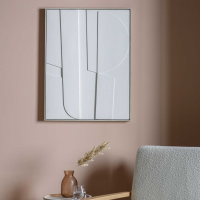 Rectangular Framed Wall Art Natural Light Beige Wood 3D Effect