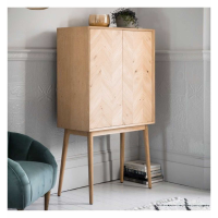 Milano 2 Door Kitchen Room Cocktail Wine Cabinet With Beautiful Inlay Chevron Design