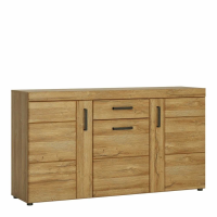 Traditional Large Oak Finish 3 Door 1 Drawer Sideboard With Metal Handles 86x156.8cm