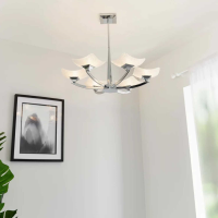 Polished Chrome Plated Steel And Scavo Glass 6 Arm Semi Flush Fitting Ceiling Lamp