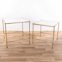 Gin Shu Gold Gilt Leaf Parisienne Metal Nest Of 2 Tables Square