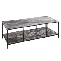 Industrial Farrah Silver Aluminium 110cm Wide Coffee Sofa Table With Shelf