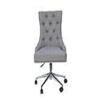 Modern Winged Upholstered Buttoned Back Grey Office Chair With Chrome Legs 100 x 55cm