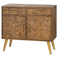 Havana Gold Pine Parquet Design Shabby Chic Brown 2 Door 2 Drawer Sideboard 90 x 100cm