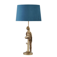 Percy The Parrot Gold Table Lamp With Teal Velvet Shade