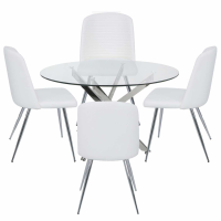 130cm Round Dining Table And 4 Pure White Zara Chairs