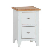 Modern Style Oak Wood White Painted Small 2 Drawer Bedside Cabinet 58 x 35cm
