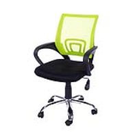 Loft Home Office Chair In Lime Green Mesh Back, Black Fabric Seat And Chrome Base