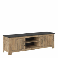 Rapallo 2 door 189 cm wide TV cabinet in Chestnut and Matera Grey