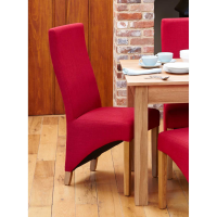 Oak Berry Red Linen Fabric Upholstered Dining Chairs Pair of 2
