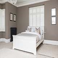 White Painted Pine Modern 4ft6in 135cm Double Bed Frame High Footend Cornice Tops