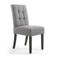 Modern Steel Grey Linen Effect Fabric Upholstered Waffle Back Dining Chair 92 x 45cm