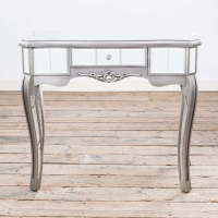 Annabelle French Flat Silver Paint Mirrored Console Dressing Table