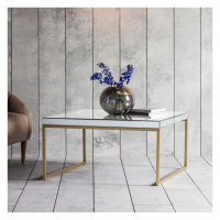 Modern Style Metal And Glass Champagne Finish Square Hallway Coffee Table 46 x 90cm