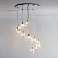 Shabby Chic 12 Drop Pendant Ceiling Light With Circular Crystal Glass Effect Fitting