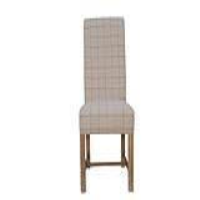 Modern Style Wool Upholstered Natural Check Wooden Dining Room Chair 110 x 49cm