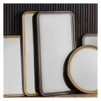 Extra Large Curved Corner Rectangular Brass Frame Zinc Leaner Hallway Mirror 128x65cm