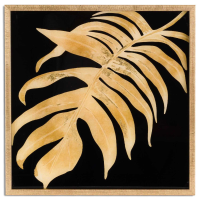 Art Deco Modern Metallic Leaf Glass Image In Gold Picture Frame