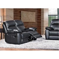 Aston Black Leather Upholstered 2 Seater Recliner Sofa Pocket Spring Seat 146cm