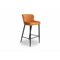 Quilted Burnt Orange Fabric Kitchen Breakfast Bar Counter Stool Black Legs