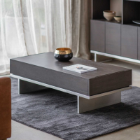 Modern Low Coffee Lounge Table Dark Wood and Metal 2 Drawer 130 x 55cm