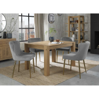 Turin Light Oak Wood 4 To 6 Seater Dining Table And Cezanne 4 Grey Velvet Chairs Dining Set