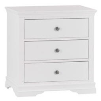 Modern Large Wide White Painted Bedside Chest of 3 Drawers 75 x 75cm