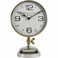 Stollard Silver Nickel Mantel Clock With Gold Angle Adjuster and Detail