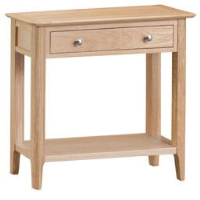 Industrial Style Oak Living Room Console Table With Drawer And Lower Shelf 75 x 80cm