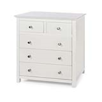 Modern White Painted Wooden 2 Over 3 Chest of 5 Drawers Bedroom Storage Unit