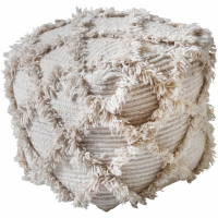 Kepino Hand Woven Pit Loom Natural Wool Pouffe