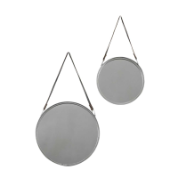 Size mm 389 Silver Marston Mirrors Silver with Strap Set of 2