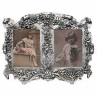 Art Nouveau Double Silver Gilt Leaf Photo Frame