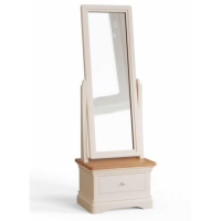Winchester Silver Birch Painted Oak Furniture Cheval Mirror With Cabinet 75cm Tall