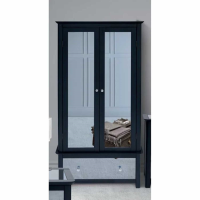 Ayr 2 Door 1 Drawer Dark Grey Real Mirrored Gents Wardrobe 190cm Tall