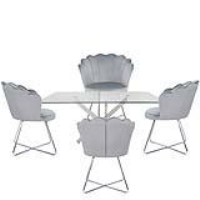 Value Nova 160cm Rectangular Dining Set With 4 Silver Ariel Chairs