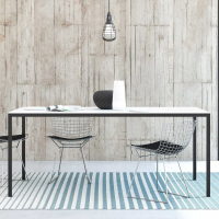 Modern Large 6ft Dining Table White Top Black Legs 180 x 90cm