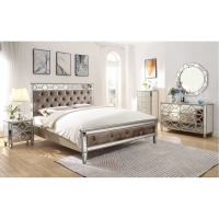 Rosa Modern Geometric Mirrored Design 4ft6in 135cm Double Bed Frame in Silver