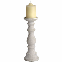 Medium Stone Effect Resin Turned Candle Holder 30cm x 11cm Diameter