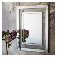 Modern Style Large Champagne Rectangle Wall Mirror Double Bevelled Edge 98x68cm