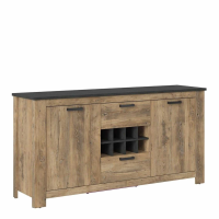 Rapallo 2 door 2 drawer sideboard With wine rack in Chestnut and Matera Grey