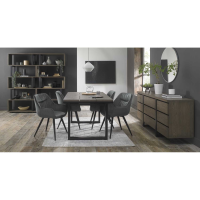 Tivoli Weathered Oak 4 to 6 Seater Extending Dining Set with Dali Grey Velvet Fabric Chairs