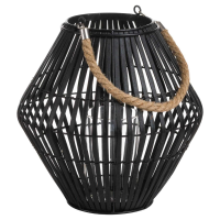 Black Rattan Large Convex Lantern