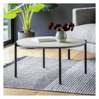 Round Matte Brushed Black and Grey Solid Oak Small Coffee Sofa Table 85cm Diameter