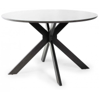 Modern Grey Painted Glass Top Round Dining Table 4 Seater 120cm Diameter