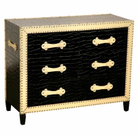 Black Faux Crocodile Covered Chest Of 3 Drawers